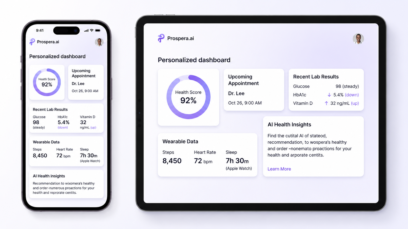 AI-powered patient dashboard on phone and tablet