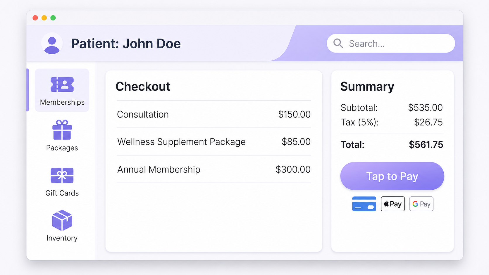 Billing and point of sale checkout